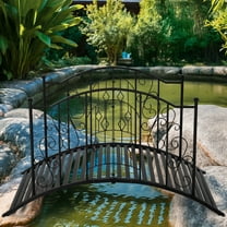 Zimtown 4ft Arched Wrought Iron Garden Bridge Railing, Outdoor Handrail for Safety and Decoration, Black