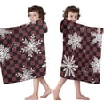 thumbnail image 4 of Red and Black Checkered Christmas Snowflake Pattern Hooded Bath Towel，50"x30" for Ages 3 To 12 Kids, Quick Dry Lightweight Soft Microfiber Hood Beach Towel Cover Up for Kids, 4 of 7