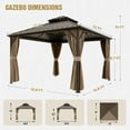 thumbnail image 5 of COOS BAY 12x12 Hardtop Gazebo with Aluminum Frame, Galvanized Steel Double Roof Outdoor Pavilion with Netting and Curtains, Dark Brown/Tan, 5 of 9