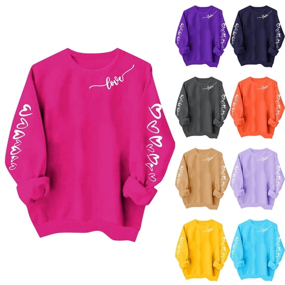 Bixock Long Sleeve Shirts for Women Soft Sweatshirt Valentine Print Crew Neck Hoodies Top Travel Vacation Clothes