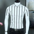 thumbnail image 1 of Camiseta hawaiana de moda para hombre, a rayas, a cuadros, en blanco y negro, sin necesidad de planchar, material de alta calidad, para exteriores, primavera y verano, 1 of 6