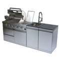 thumbnail image 3 of NG 46-Inch 4-Burner 72000 BTU Deluxe Stainless Steel Gas Outdoor Kitchen Bar Barbecue Island Grill Side B Rotisserie Granite Countertops Storage Cabinets & Drawers Stainless Steel Sink/Faucet, 3 of 25