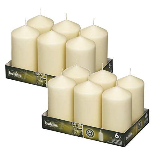 100X5 2X4 Inches Bolsius 8 Pk Ivory Rustic Pillar Party Wedding Candles Aprox 