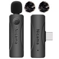 thumbnail image 1 of 2-Pack USB-C Wireless Mic for iPhone 16/15 & Android, Noise Cancelling Lavalier Mics (2TX+RX), 1 of 5