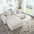 thumbnail image 3 of Gewnee 103.5-Inch Modular Corduroy Sofa Set with Solid Wood Legs, High-Density Foam, Suitable for Living Room/Bedroom/Office, 3 of 19