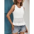 thumbnail image 4 of Suéter de punto con volantes Saodimallsu, camiseta corta de ganchillo, para mujer, 4 of 7