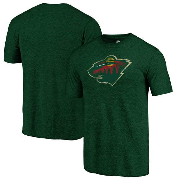 Men's Green Minnesota Wild Distressed Logo Tri-Blend T-Shirt