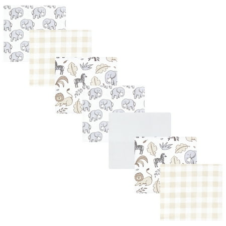 Luvable Friends Hudson Baby Flannel Receiving Blankets 7pk, Gray Neutral Safari