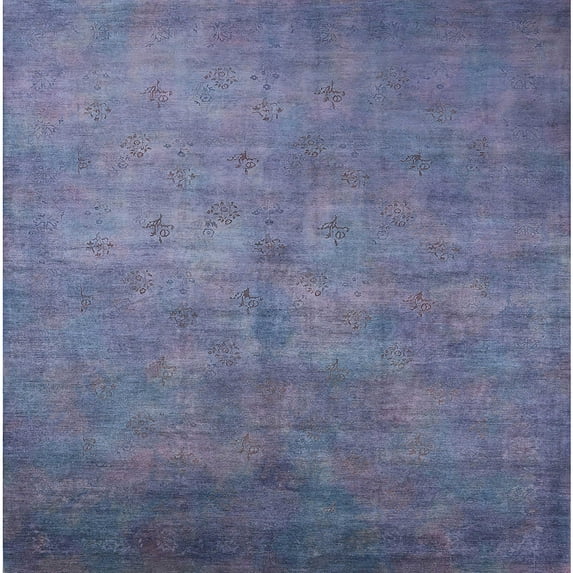 Ahgly Company Machine Washable Indoor Square Industrial Modern Light Purple Blue Area Rugs, 3' Square