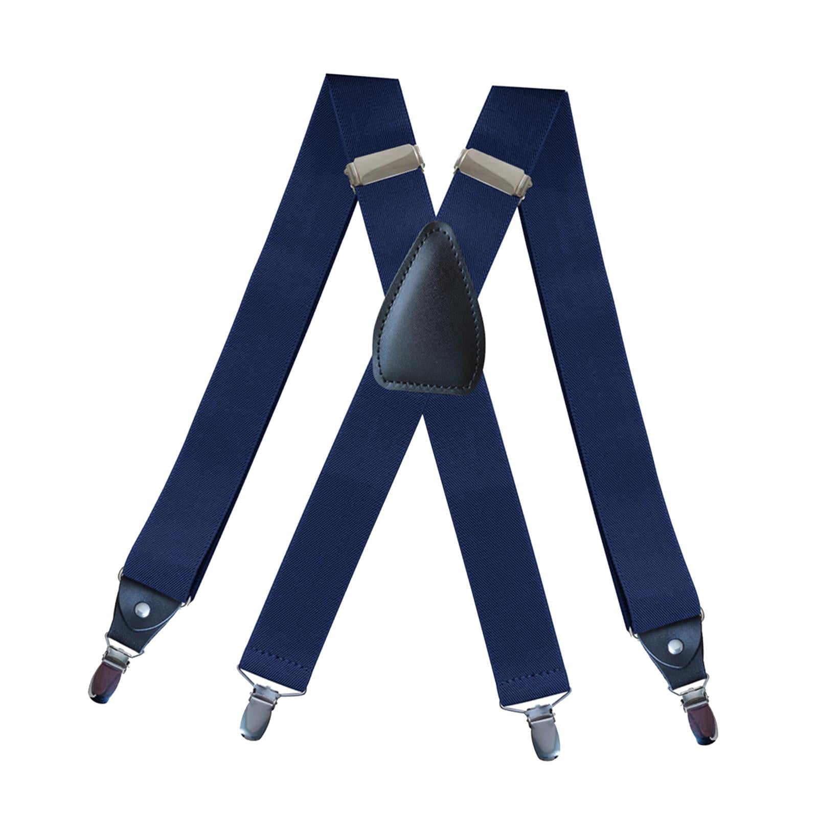 Bretelles Homme Élastiques Réglables - 4 Clips, Dos En X, 5cm Largeur - Blanc - Taille Unique