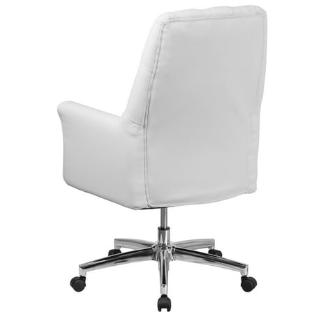 Flash Furniture - Hansel Traditional Mid-Back Traditional Tufted LeatherSoft Executive Swivel Office Chair - White