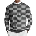 thumbnail image 3 of Men's Round Neck Long Sleeve Ribbed Knit Plaid Pullover, Sweater for Fall Winter, Casual Style and Holiday Gatherings,Gray,L, 3 of 7