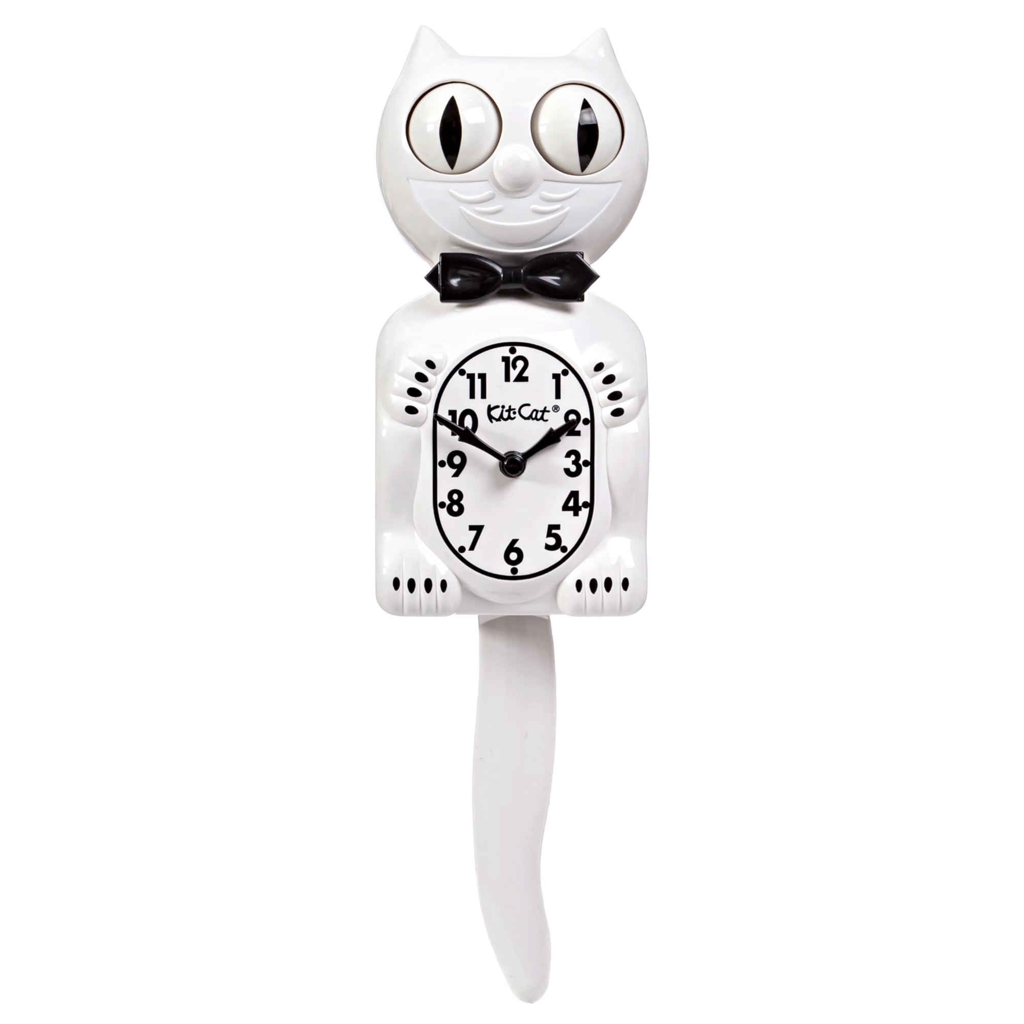Kit Cat Klock White Limited Edition Classic Retro Wall Clock, 15.5 Inch Cat Clock with Moving Eyes and Tail, Battery Powered Home Decor, Made in USA