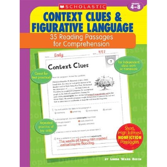 Pre-Owned 35 Reading Passages for Comprehension: Context Clues & Figurative Language: 35 Reading Passages for Comprehension (Paperback) 0439554101 9780439554107