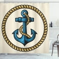 thumbnail image 1 of Ambesonne Anchor Shower Curtain, Sailor Emblem with, 69"Wx84"L, Pale Coffee Blue Cream, 1 of 3