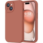 Compatible with iPhone 15 Case, [Smooth Silicone Full Coverage Camera] [8ft Drop Protection], Soft Microfiber Lining Full Body Protective Case for iPhone 15 6.1 inch - Caramel
