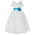 thumbnail image 2 of Ekidsbridal Ivory Floral Lace Vintage Flower Girl Dresses with Colored Sash Pretty Princess Formal Photoshoot Ceremonial Gown LG2T 12, 2 of 3