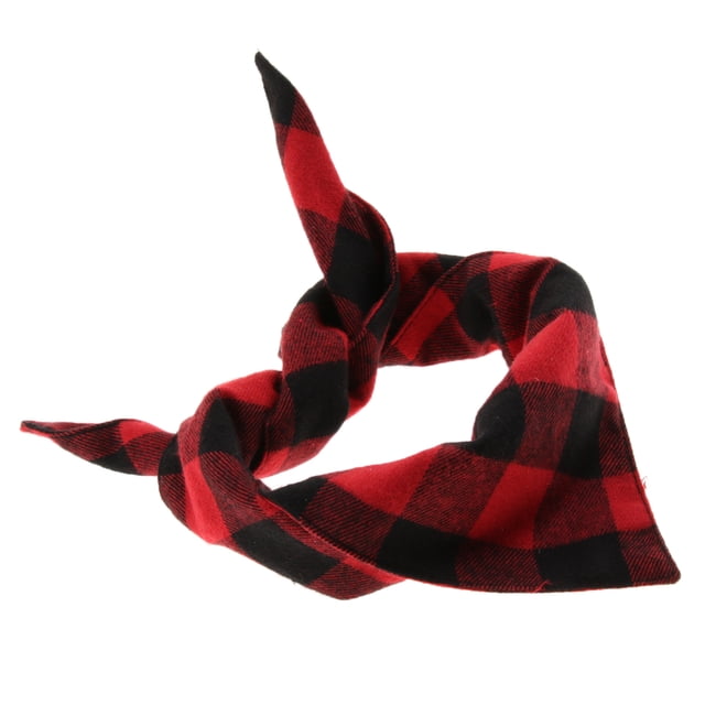 Perro Gato Collor Cuadros Tipo Bufanda Decorativa Saliva Toalla Rojo Negro L Sunnimix Cuello del gato del perro del animal doméstico
