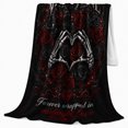 thumbnail image 2 of Gothic Skeleton Heart Valentine Art - Dark Romantic, Cozy Typography Art Scene, Warm Flannel Blanket for Living Room and Reading Nook, Art Lovers Valentine's Day Gift, Artistic Home Decor, 2 of 9