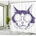 thumbnail image 4 of Ambesonne Cat Lover Shower Curtain, Funny Cool Pet Sunglasses, 69"Wx75"L, Indigo Pale Pink, 4 of 4