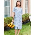 thumbnail image 3 of Ekouaer Nightgowns for Women House Dress with Pockets Button Down Sleepshirt Short Sleeve Nightshirt Housecoat, 3 of 6