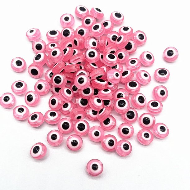 Hot 50pcs/lot 6mm 8mm 10mm Oval Beads Evil Eye Resin Spacer Beads for Jewelry Making DIY Handmade Earring Bracelet Accessories