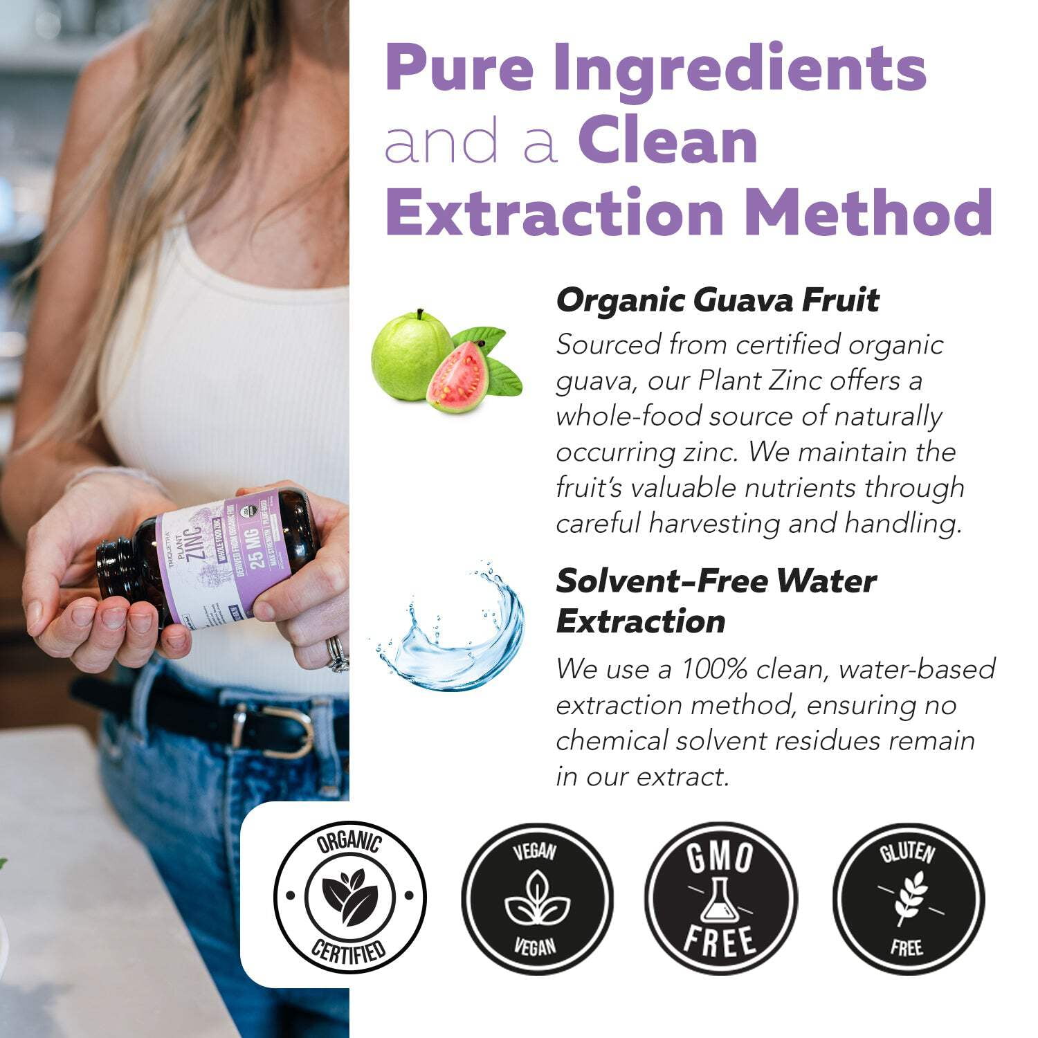 Triquetra Health Organic Zinc | Whole Food Zinc Supplement - 25 mg of Zinc