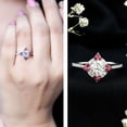 thumbnail image 3 of Rosec Jewels Lab Grown Diamond Halo Engagement Ring with Real Ruby - Statement Ring - EF-VS Quality, 18K White Gold, US 5.50, 3 of 9