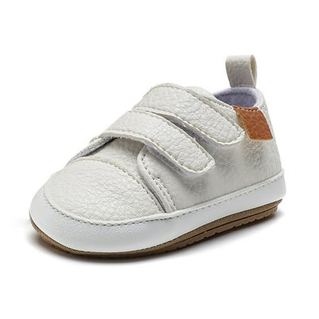

Baywell Baby Boys High-Top Ankle Sneakers Soft Rubber Sole Infant Crib Shoes Toddler First Walkers White 0-18M