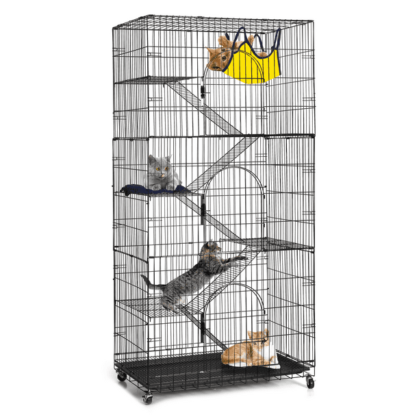 Suchown 6Tier Cat Cage Large 77" Cat Kennels Indoor Metal Wire Cat Playpen with Large Hammock