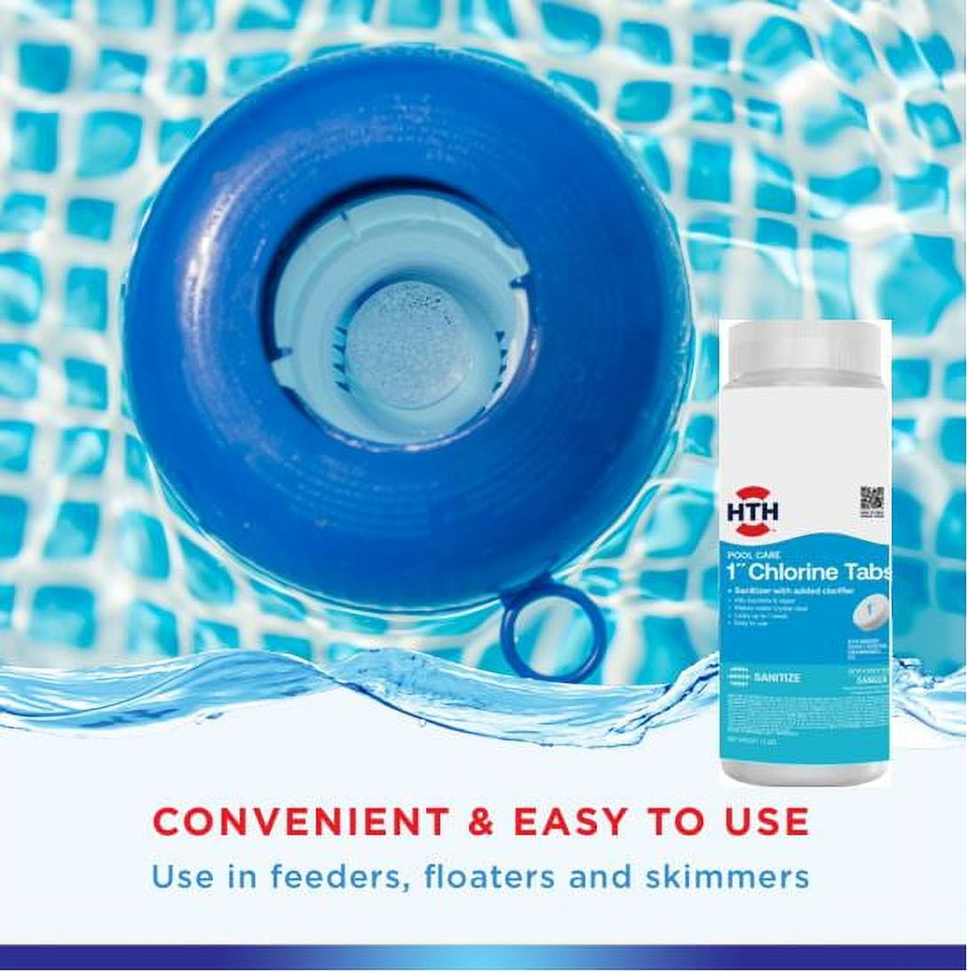 HTH 1 Inch Chlorine Tablets 1.5 lb Pool Sanitizer for Algae and Bacteria Prevention