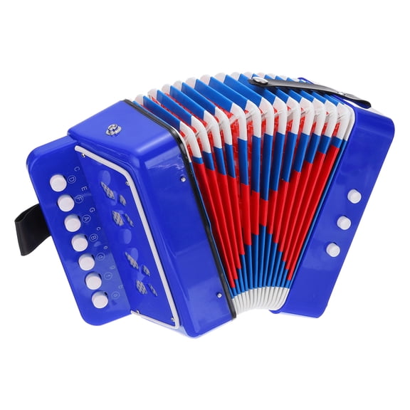 Uxcell Accordion 10 Keys Button Accordion Mini Musical Instrument Gifts, Navy Blue
