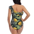 thumbnail image 5 of Gaeub Citrus Fruits Elegant Lemons Women's One Shoulder Ruffle Tummy Control Swimwear for Swimming Surfing Beach Party - Small, 5 of 8