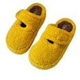 thumbnail image 4 of SYMSHOES Soft Warm Plush Fuzzy Womens Slippers - Non-slip Closed Toe with Adjustable Hook and Loop, Nylon Spandex Indoor Outdoor Casual Home Footwear, Yellow,Size 37, 4 of 6