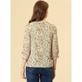thumbnail image 4 of DARING DIVA Women's Vintage Floral Tie Neck 3/4 Sleeve Blouse S Orange, 4 of 6