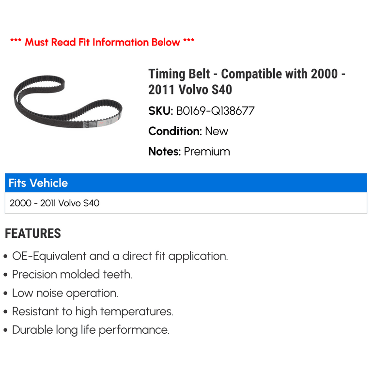 2001 volvo s40 timing belt sales