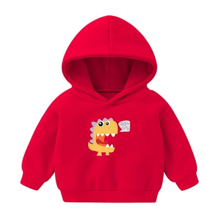 

Fsqjgq Girls Sweatshirt Cute Teen Girl Sweaters Pullover Dinosaur Tops Boys Sweatshirt Girls Baby Hoodie Cartoon Toddler Girls Tops Zip Cotton Blend Red 90