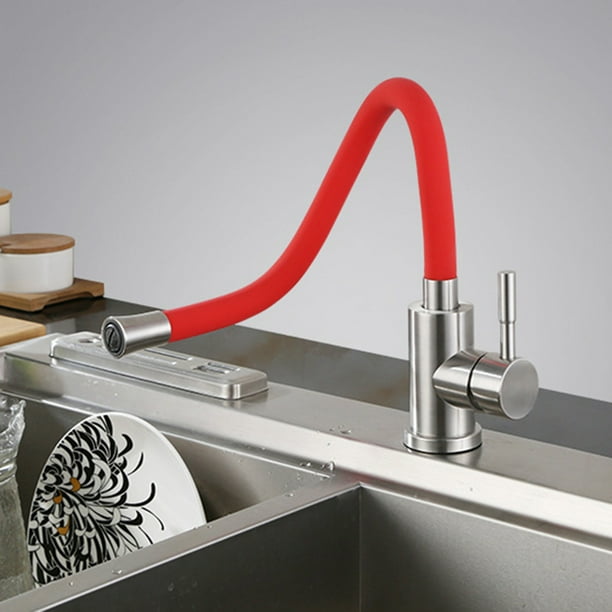 Yesbay Sink Faucet Flexible Rubber Hot Cold Water Pull Down Sprayer