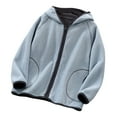 thumbnail image 1 of Gibobby Chamarra de forro polar para niños y niñasNiños pequeños niñas manga larga Otoño Invierno sólido polar con cremallera abrigo con capucha chaqueta(Azul claro, 3-4 Años), 1 of 4