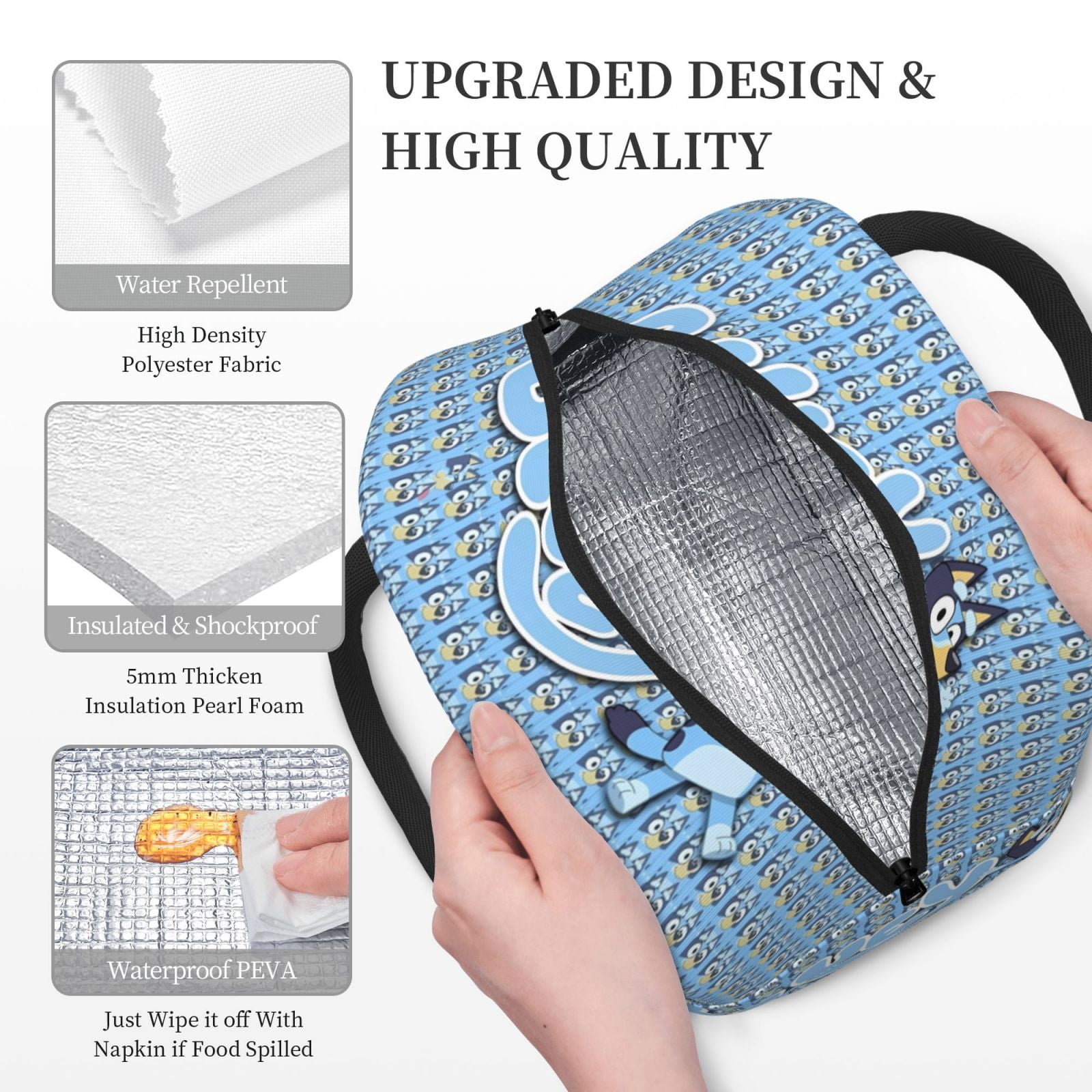 Masiiu Bluey Print Lunch Bag Large Capacity, Insulated Lunch Bag for Work, School, Picnic-One Size