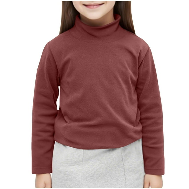 SERTG Chandail de Base Unisexe à Col Roulé/col Rond Uni Chaud à Manches Longues sous-Vêtement Chandail Couche de Base pour Enfant et Enfant (Vin, 12 Ans)