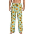 thumbnail image 2 of Picia White Polka Dot Sunflower A Mens Soft Woven Cotton Elastic Waistband Sleep Pajama Pant Lounge Sleep Pant With Pockets And Drawstring-Large, 2 of 9