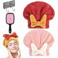 thumbnail image 1 of wonima11 Super Absorbent Hair Towel Wrap, Microfiber Quick Drying Cap with Bow-Knot, Make Your Hair Smoother and Shinier (2Pcs), 1 of 1