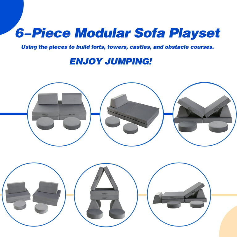  MeMoreCool Sofá modular para niños, sofá modular para sala de  juegos, juego de sofá plegable de 8 piezas, sofá convertible de espuma para  niños : Hogar y Cocina