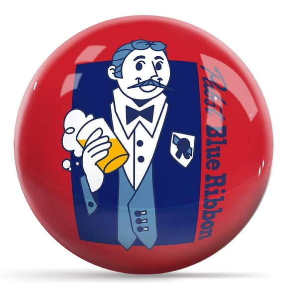 Man With Beer Bowling Ball (Pabst Blue Ribbon) - Red 8lbs