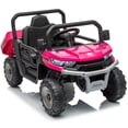 thumbnail image 3 of Joyracer 24V Ride Ons, Electric Ride On Dump Truck for Kids with Remote, Dump Bed, Music, Shovel, Bluetooth, Pink, 3 of 10