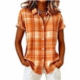 thumbnail image 2 of MLCDZ Plaid Shirts for Women Short Sleeve Button Down Collared Casual Loose Fit Summer Lightweight Breathable Beach Vacation Blouses, 2 of 6