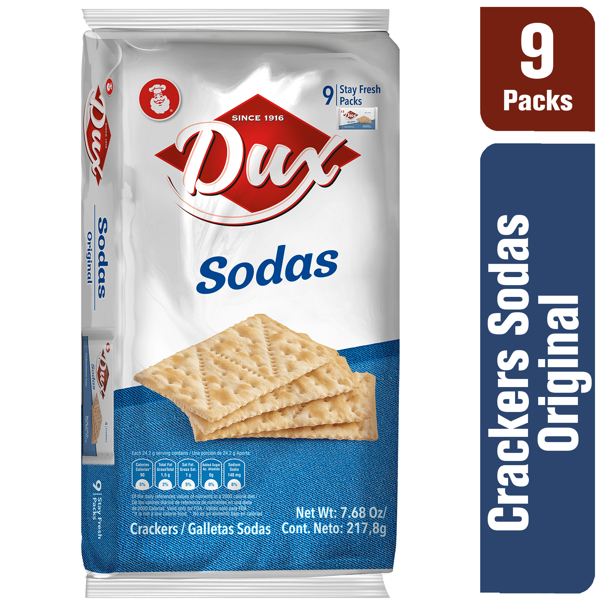 Dux Soda Crackers Bag, 7.62 oz, Pack of 4