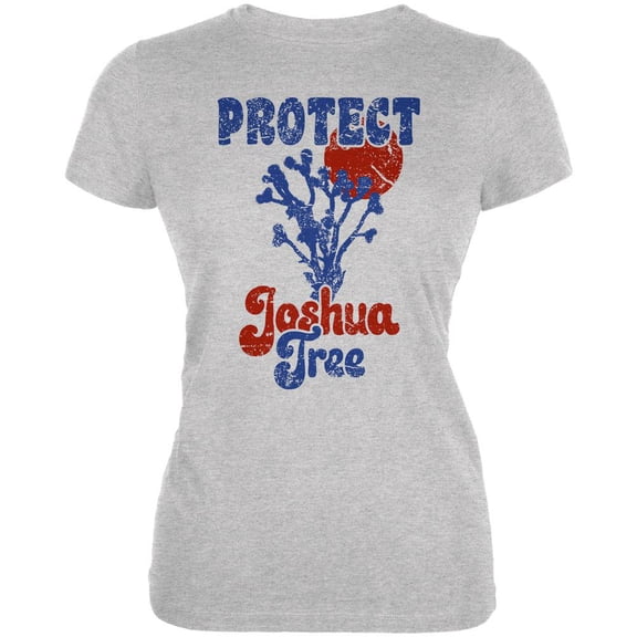 National Park Retro 70s Landscape Protect Joshua Tree Juniors Soft T Shirt Heather X-LG