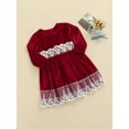 thumbnail image 2 of Gureui Toddelr Kids Girls Velvet Princess Dress Long Sleeve Lace Trim Bowknot Tunic Dress Christmas Party Girls Outfits, 2 of 7